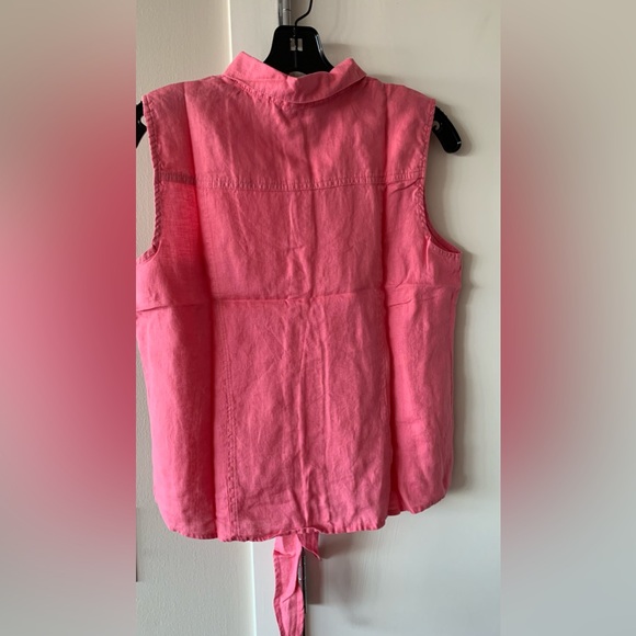 NWOT The Shirt Company 100% Linen Tie Front Top - Picture 2 of 4